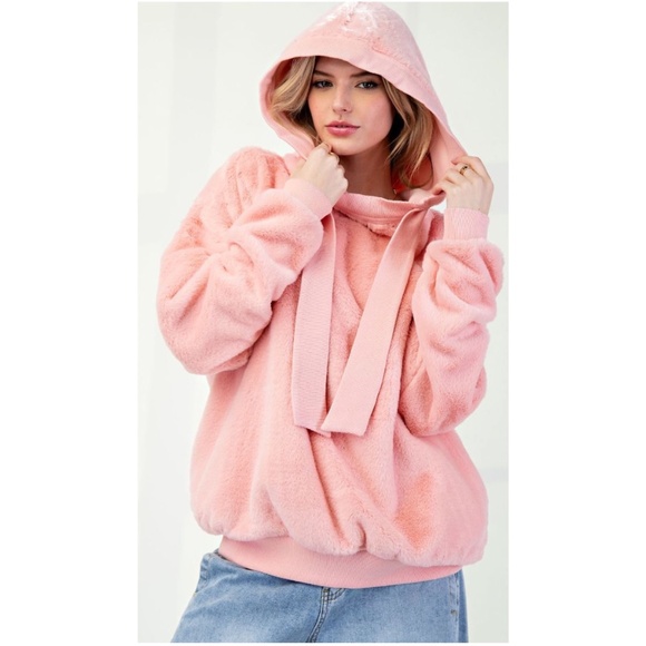 Easel Brown Fuzzy Hoodie Sweatshirt - Picture 6 of 9